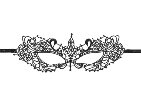 Maska karnawałowa koronkowa, czarna, 20 x 7,3 cm