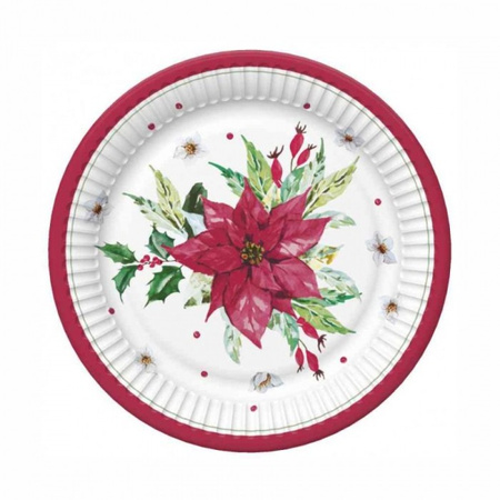 Talerzyki papierowe "Gwiazda Betlejemska", 18cm, 8 szt