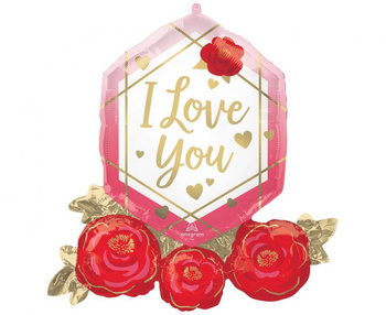 Balony foliowy 30" "I Love You Gem And Roses"