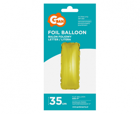 Balon foliowy "Litera I", złota, 35 cm