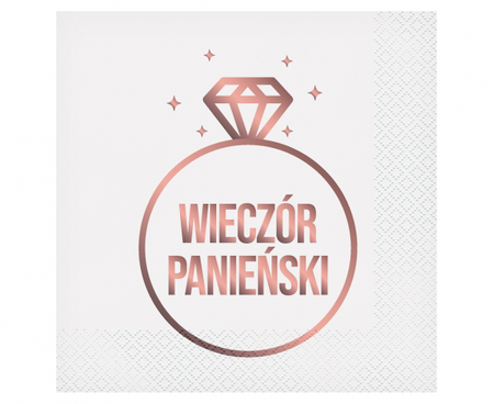 Serwetki Wieczór Panieński (białe), 33x33 cm/ 20 szt.