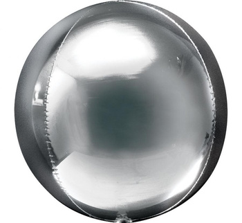 Balon foliowy 15" ORBZ - kula srebrna