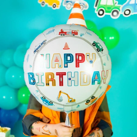 Balon foliowy Happy Birthday Auta 45cm