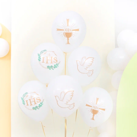 Balony biodegradowalne Komunia 12cali 6szt. zestaw