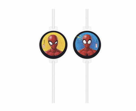 Rurki (słomki) papierowe z medalionem Spiderman, 4 szt.