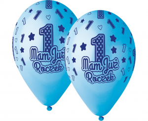 Balony Premium Hel Mam Już Roczek, niebieskie, 13 cali/ 5 szt.