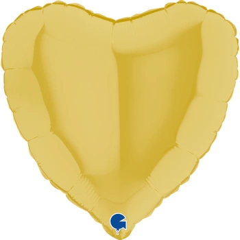 Balon Grabo Serce Żółte Pastelowe 18" - 46 cm