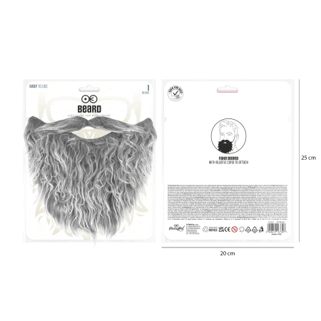 Sztuczna broda z wąsami siwa
