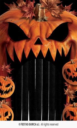 Dekoracja na drzwi z kurtyną, Przerażające dynie