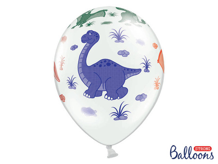 Balony 30cm, Dinozaury, Pastel Pure White