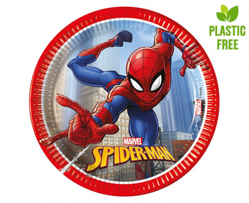 Talerzyki papierowe Spiderman Crime Fighter,20cm, 8 szt. (plastic-free)