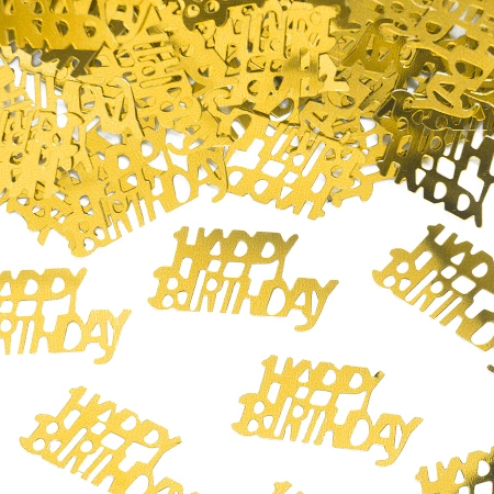 Konfetti foliowe  złoty napis Happy Birthday, 15 g