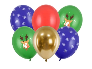 Balony 30 cm, Merry Christmas, mix ( 6 szt)