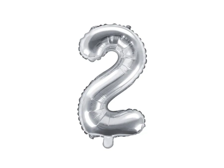Balon foliowy Cyfra ''2'', 35cm, srebrny