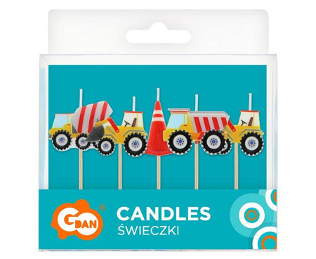 Świeczki pikery Plac budowy, 5 szt.