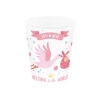 Kubeczki papierowe Baby Shower Bocian różowy 6szt