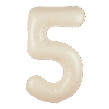 Balon foliowy cyfra 5 kremowy 100cm