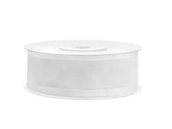 Tasiemka szyfonowa, biały, 25mm/25m