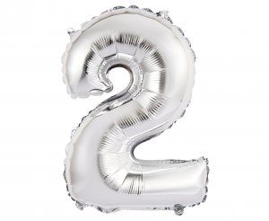 Balon foliowy "Cyfra 2", srebrna, 35 cm