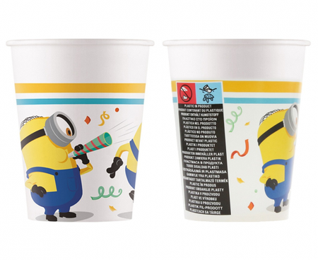 Kubeczki papierowe Minions Rise of Gru, 200ml, 8 szt. Plastic Free