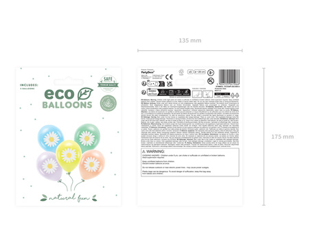 Balony Eco 30 cm, Stokrotki, mix