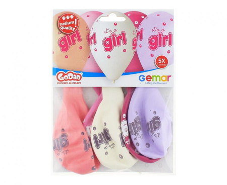 Balony It's a Girl, 13 cali/ 5 szt.