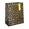 Torebki na prezenty czarne ze złotymi zdobieniami duże, 1szt