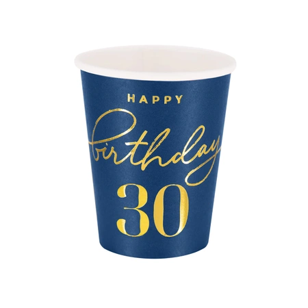 Kubek Happy Birthday 30 granatowy 220ml 6szt.