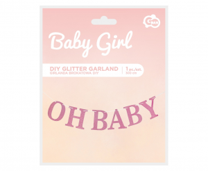 Girlanda papierowa brokatowa B&G Oh Baby, jasnoróżowa, DIY, 300 cm