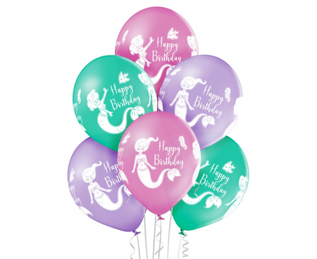 Balony Urodzinowa Syrenka, 6 szt.