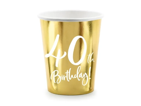 Kubeczki 40th Birthday, złoty, 220ml