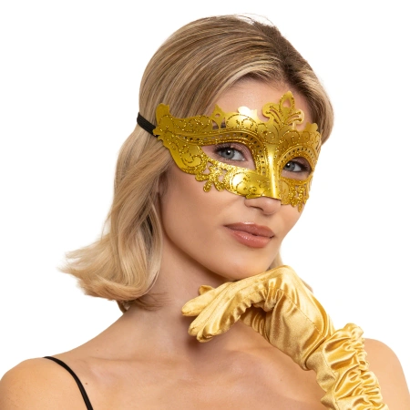 Maska karnawałowa z ornamentami, złota