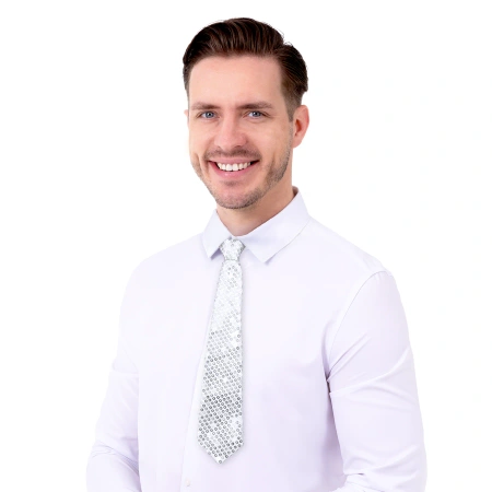 Krawat cekinowy, srebrny