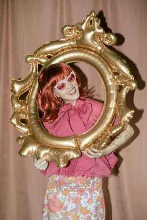 Balon foliowy Ramka, 78x95 cm, złoty