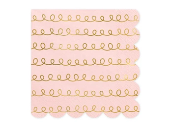 Serwetki Szlaczki, jasny pudrowy róż, 32x32cm