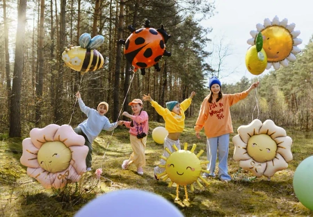 Balon foliowy Słoneczko, 91x77 cm, żółty