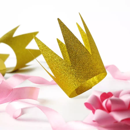 Korona plastikowa Księżniczka brokatowa złota 3 szt.