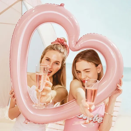 Balon foliowy Serce ramka, 86x83.5 cm,jasny różowy