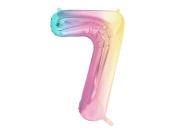 Balon foliowy Cyfra ''7'', 86cm, pastelowy tęczowy
