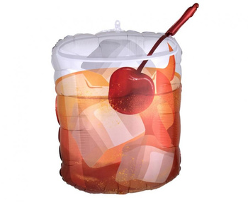 Balon foliowy - Drink, Whiski z lodem i wisienką 23" (58cm)