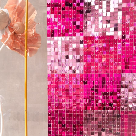 Panel cekinowy kwadraty różowy 30x30cm