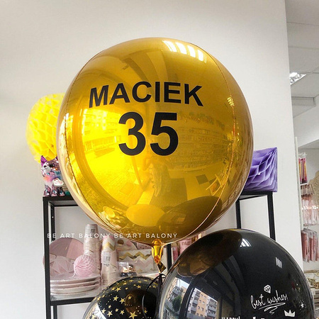 Balon foliowy Kula Orbz, złota napełniona helem