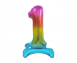 Balon foliowy B&C Cyfra stojąca 1, tęczowa, 38 cm