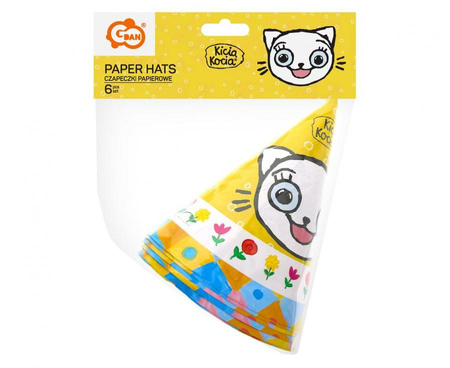 Czapeczki pap. Kicia Kocia (licencja), 6 szt.