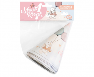 Czapeczki papierowe Kolekcja Roczek - Króliczek, 6 szt.