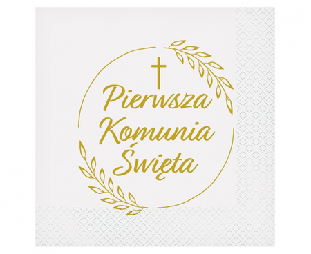 Serwetki Pierwsza Komunia Święta (kłosy), 33x33 cm/ 20 szt.