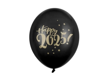 Balony 30cm, Happy 2025!, Pastel Black