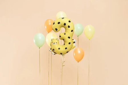 Balon foliowy Cyfra 3 - Gepard, 68x98 cm, mix