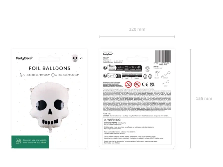 Balon foliowy Czaszka, 36x41 cm