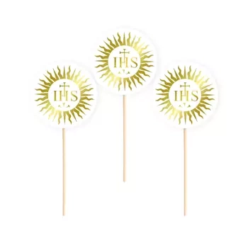 Toppery na Pierwszą Komunię Świętą IHS 6szt